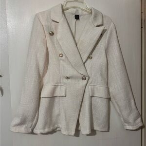 SHEIN White Tailored Blazer with Notched Lapel
